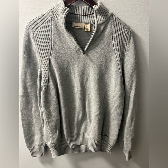 DKNY Jeans 3/4 Zip Grey Pullover Sweater, Size Lg, minimal pilling - Picture 4 of 6